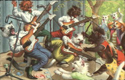 Enthusiastic Crowd at the Rock Concert Dressed Animals Postcard Postcard Postcard