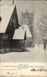 Winter Scene, St. James Church and Rectory Postcard