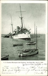 U.S. Gunboat Bennington after Explosion San Diego, CA Postcard Postcard Postcard