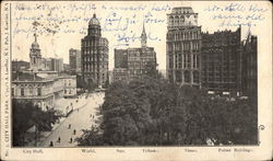 City Hall Park and Surrounding Buildings New York, NY Postcard Postcard Postcard