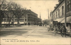 Main Street and Methodist Building Waltham, MA Postcard Postcard Postcard