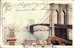 East River Bridge, View From Brooklyn New York, NY Postcard Postcard Postcard