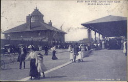 State Bath House, During Rush Hour Revere Beach, MA Postcard Postcard Postcard