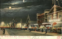 Boulevard at Night Revere Beach, MA Postcard Postcard Postcard