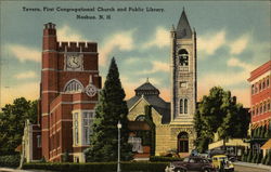 Tavern, First Congregational Church and Public Library Nashua, NH Postcard Postcard Postcard