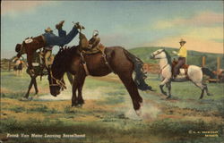 Frank Van Meter Leaving Barrelhead Rodeos Postcard Postcard Postcard