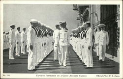 Captain's Inspection on a Giant Aircraft Carrier Postcard