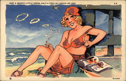 Girl in Skimpy Dress on Beach, Smoking Cigarette Risque & Nude Ray Walters Postcard Postcard Postcard