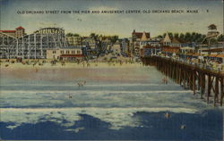 Old Orchard Street from the Pier and Amusement Center Postcard