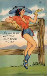 Cowgirl Leaning on Fence Postcard