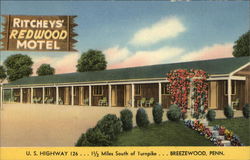 Ritcheys' Redwood Motel Breezewood, PA Postcard Postcard Postcard