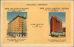 Atlantan and Cox-Carlton Hotels Georgia Postcard Postcard Postcard