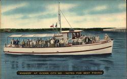 Fishing Excursion Boat "Answer" Ocean City, MD Postcard Postcard Postcard