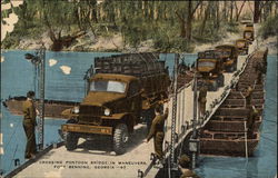 Crossing Pontoon Bridge in Maneuvers Postcard