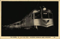 The Rebel - G.M. & N. R.R. Jackson-Mobile-New Orleans Locomotives Postcard Postcard Postcard