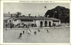 Swimming Pool in Recreation Park Monroe, WI Postcard Postcard Postcard