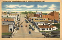 Concord Street, Showing Memorial Hall in Distance Framingham, MA Postcard Postcard Postcard