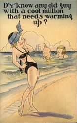 Girl in Skimpy Bathing Suit Postcard