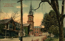 St. Patrick's Church and Main St. Brockton, MA Postcard Postcard Postcard