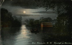 Moonlight on Merrimac West Manchester, NH Postcard Postcard Postcard