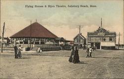 Flying Horses & Bijou Theater Salisbury Beach, MA Postcard Postcard Postcard