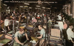 Large Press Room, Bureau of Engraving and Printing Washington, DC Washington DC Postcard Postcard Postcard