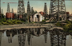 Reflections in a Lake of Oil Oil Wells Postcard Postcard Postcard