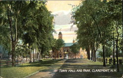 Town Hall and Park Claremont, NH Postcard Postcard Postcard