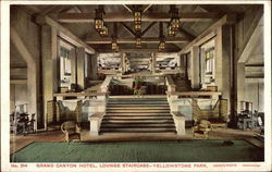 Grand Canyon Hotel, Lounge Staircase Yellowstone National Park Postcard Postcard Postcard