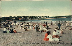 Beach Scene Showing Boulevard Postcard