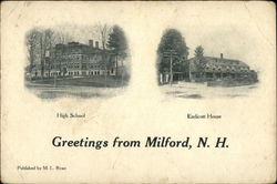 High School, Endicott House Postcard