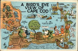 A Bird's Eye View of Cape Cod Massachusetts Postcard Postcard Postcard