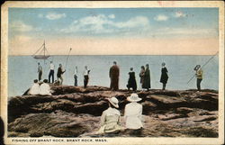 Fishing Off Brant Rock Postcard