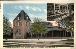 Interior and Exterior Views, General Mess Hall National Soldiers' Home, VA Postcard Postcard Postcard