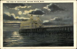 The Pier by Moonlight Revere Beach, MA Postcard Postcard Postcard