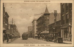 Street Scene, The Sunset Route El Paso, TX Postcard Postcard Postcard