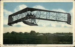 Fool Proof Biplane Starting Off on a Flight Postcard