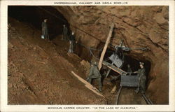 Underground, Calumet and Hecla Mine Postcard