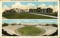 High School and Stadium San Diego, CA Postcard Postcard Postcard