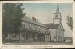 Church and Store, Sandown, NH New Hampshire Postcard Postcard Postcard