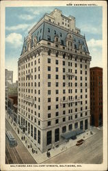 New Emerson Hotel, Baltimore and Calvert Streets Maryland Postcard Postcard Postcard