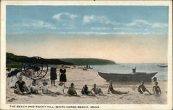 The Beach and Rocky Hill White Horse Beach, MA Postcard Postcard Postcard