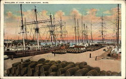 Whalers at Pier New Bedford, MA Postcard Postcard Postcard