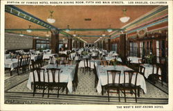 Portion of Famous Hotel Rosslyn Dining Room Los Angeles, CA Postcard Postcard Postcard