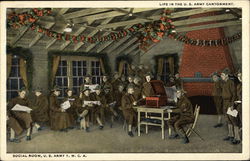 Social Room, US Army, YMCA Postcard