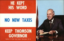 He Kept His Word: No New Taxes New Hampshire Political Postcard Postcard Postcard