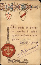 Nel giglio di firenze vi sorrida il saluto gentile dell'arte e della poesia Postcard