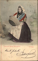 Traditional Women's Costume of Sennori, Sardinia Italy Postcard Postcard