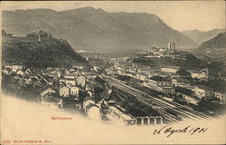 View of Town and Railway Station Bellinzona, Switzerland Postcard Postcard