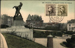 Avenue Louise - Statue of the Wrestlers Brussels, Belgium Benelux Countries Postcard Postcard